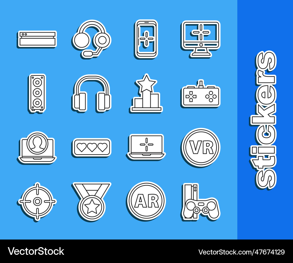 Set line game console with joystick virtual Set line game console with joystick virtual vector image