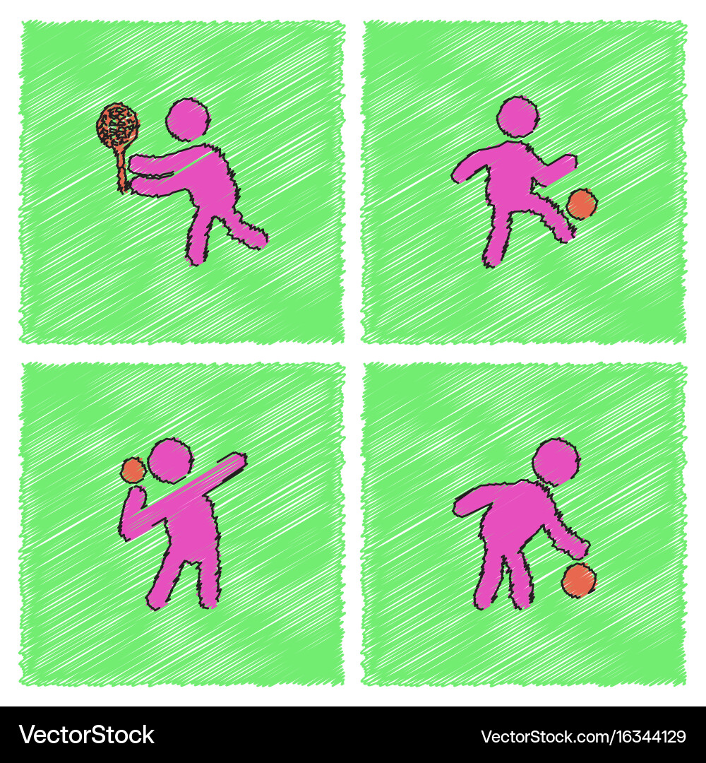 Set of olympic game design in hatching style vector image