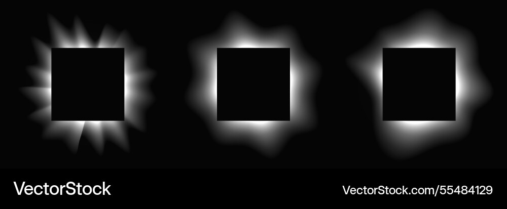 Set of square illuminate light frames Vector Image