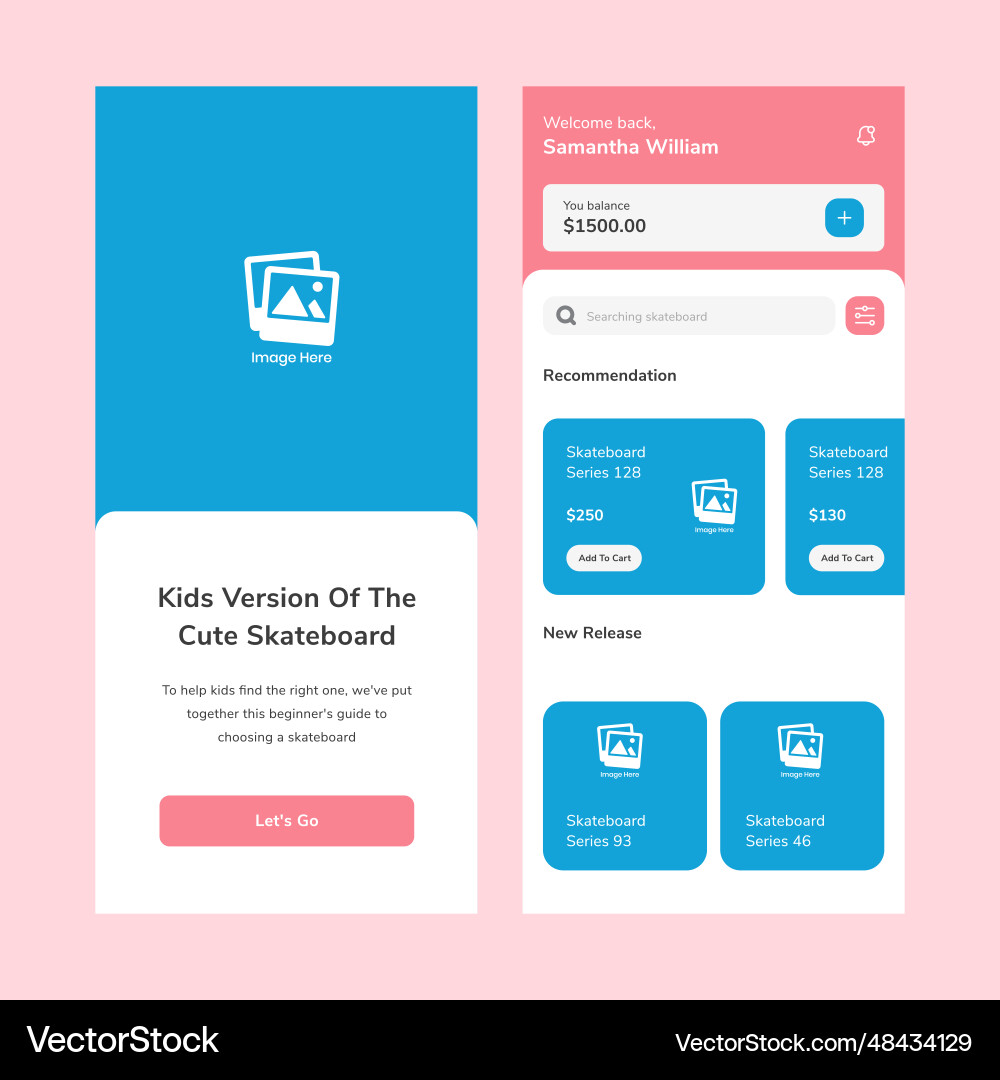 Skateboard store user interface design template Skateboard store user interface design template vector image