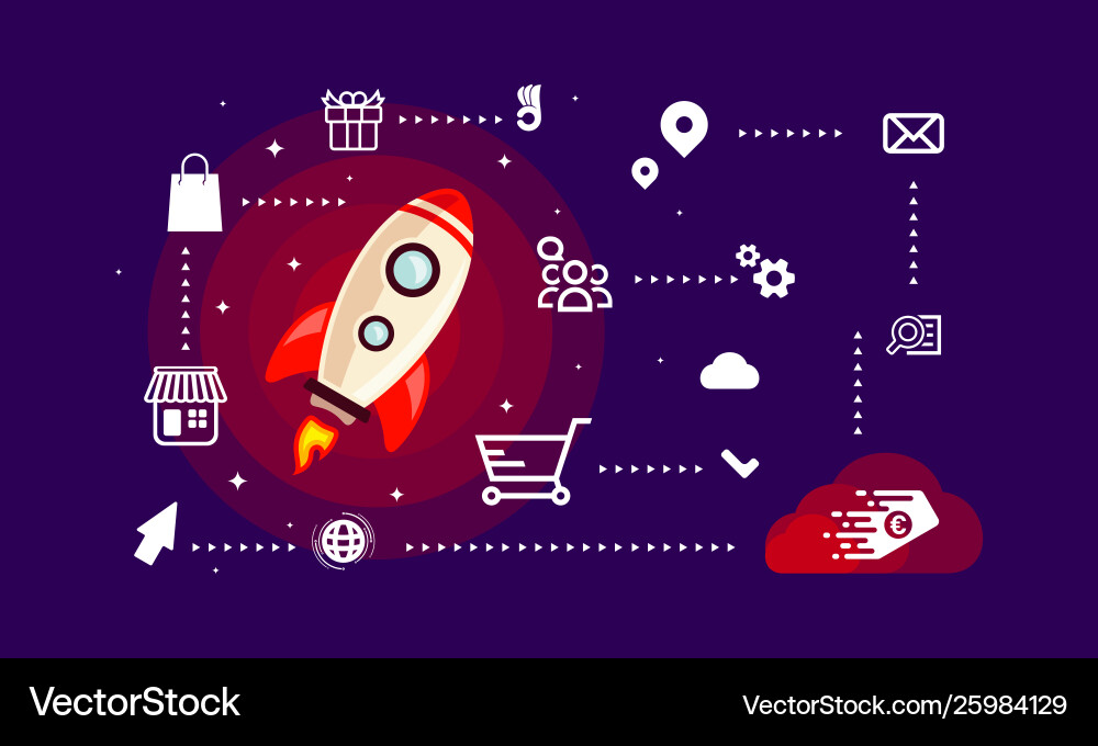 Startup einfache Rakete Webdesign ansprechend Startup einfache Rakete Webdesign ansprechend vektorbild