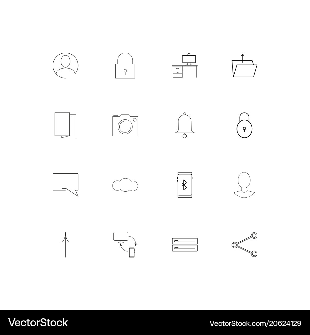 Web and text simple linear icons set outlined Vector Image