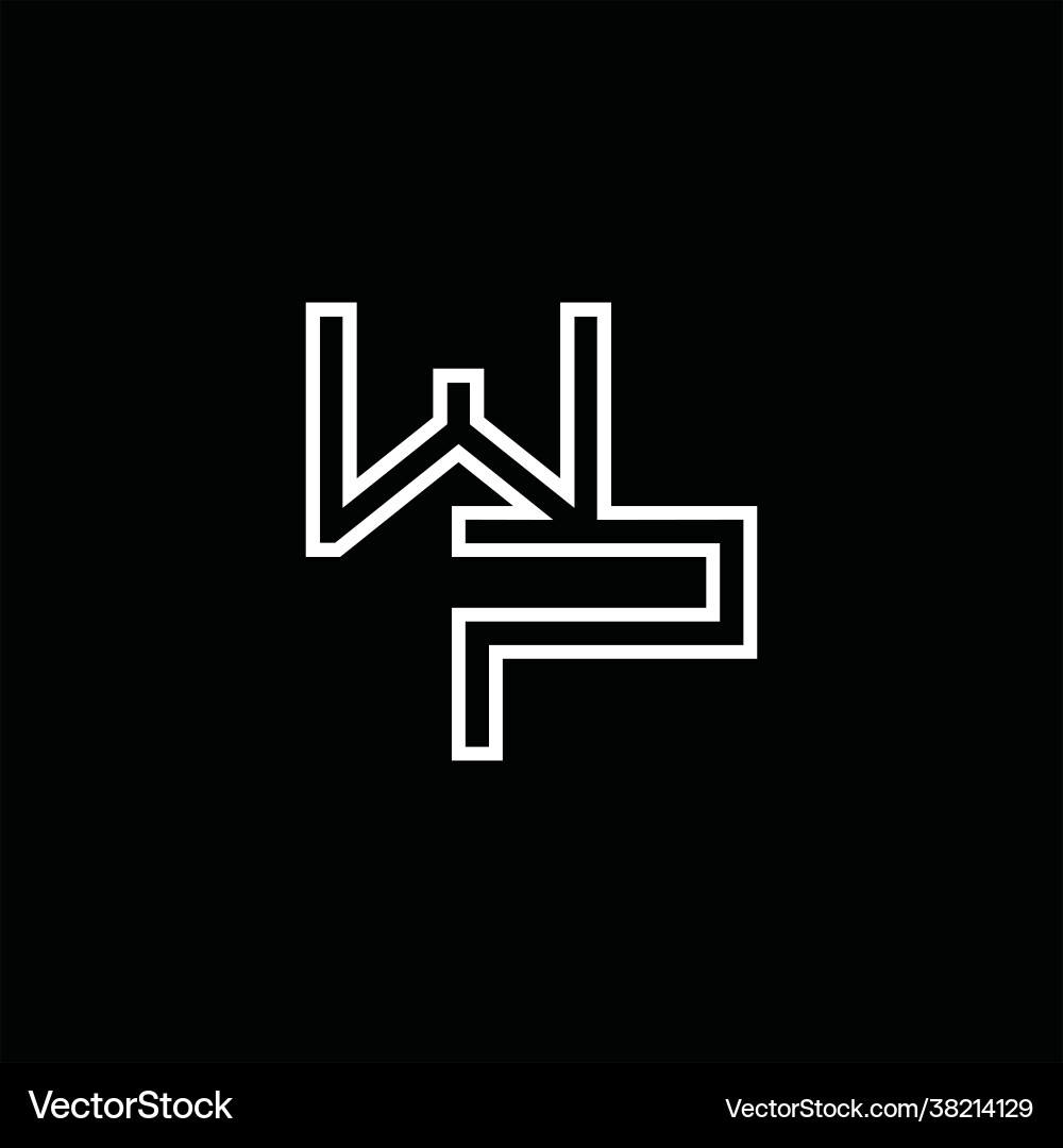 Wp logo monogram with circle rounded slice shape Vector Image