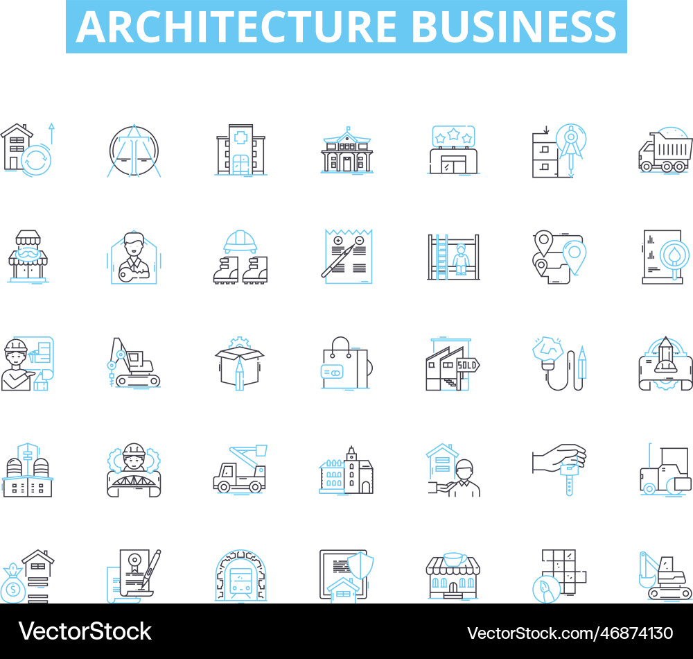 Architecture business linear icons set design Architecture business linear icons set design vector image