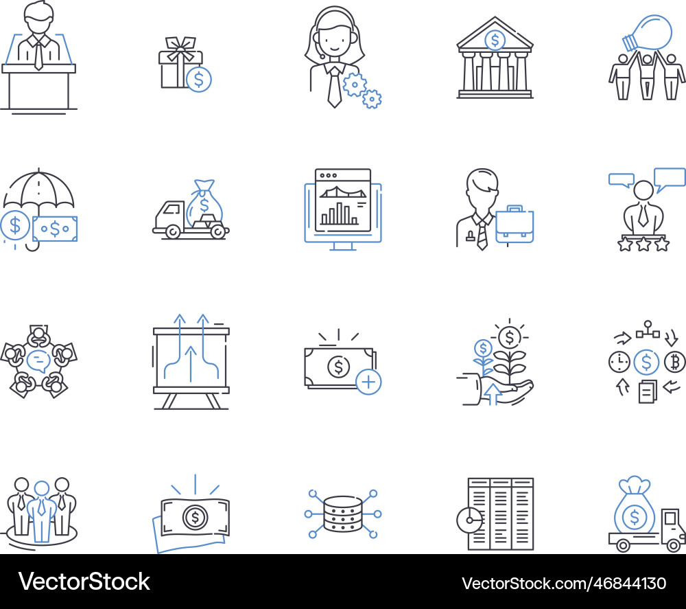 Asset allocation line icons collection vector image