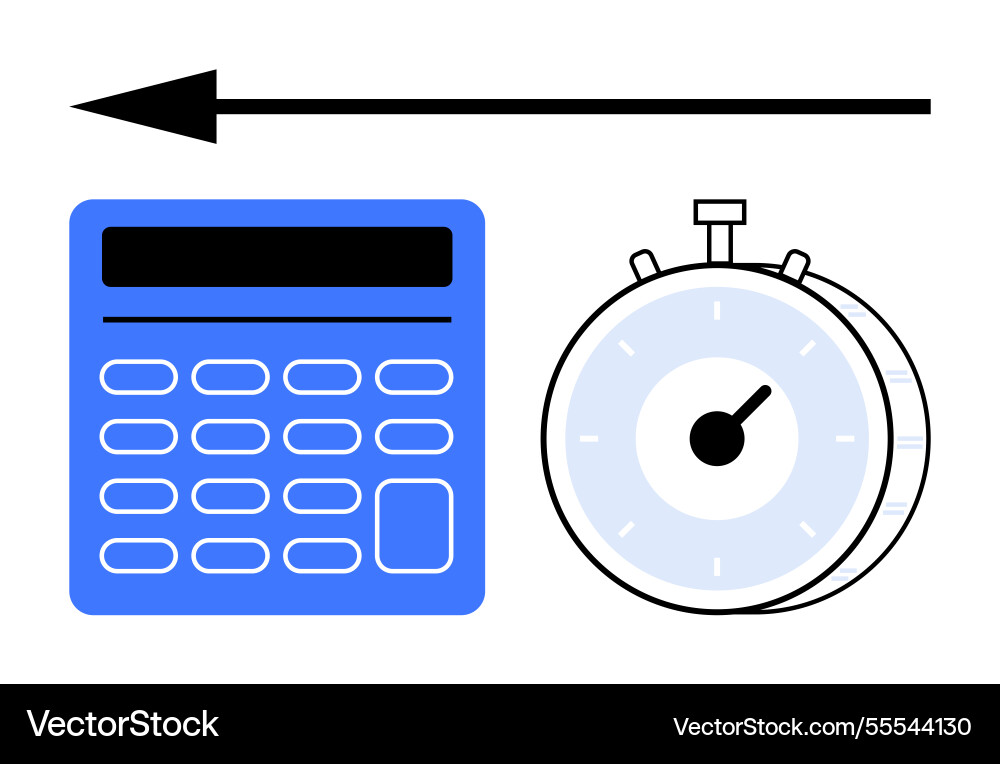 Calculator and stopwatch with forward arrow Calculator and stopwatch with forward arrow vector image