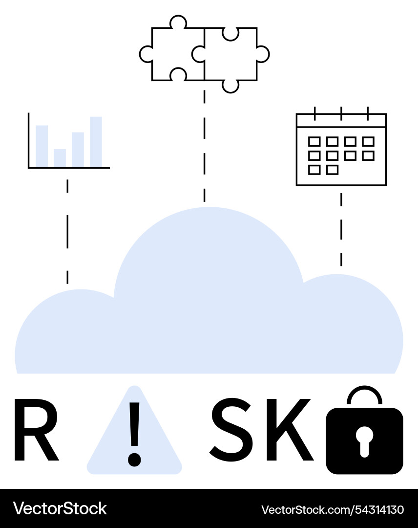 Cloud-based risk management integrating bar chart Cloud-based risk management integrating bar chart vector image