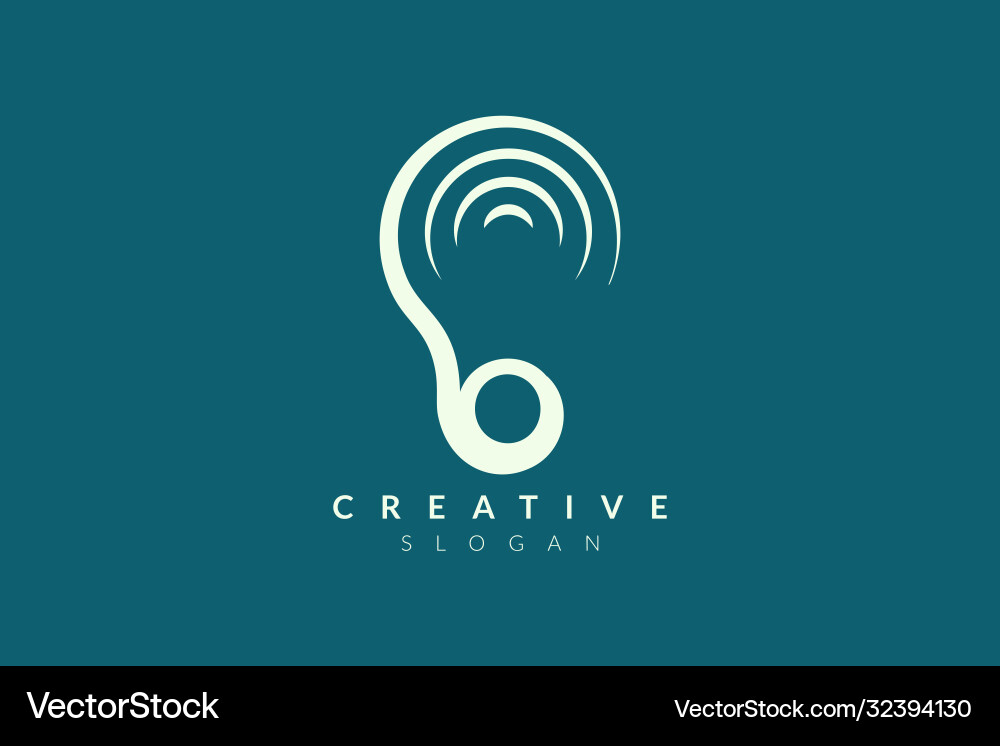 Ear logo design with sound waveforms minimalist Ear logo design with sound waveforms minimalist vector image