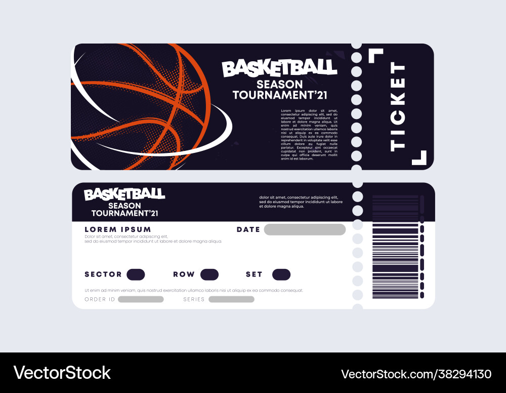 Entrance ticket template for a basketball game Entrance ticket template for a basketball game vector image