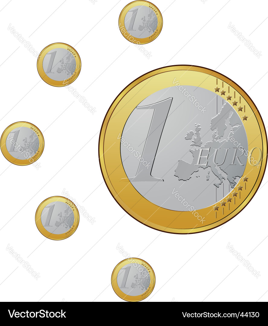 Euro Coins on White Background Vector Image
