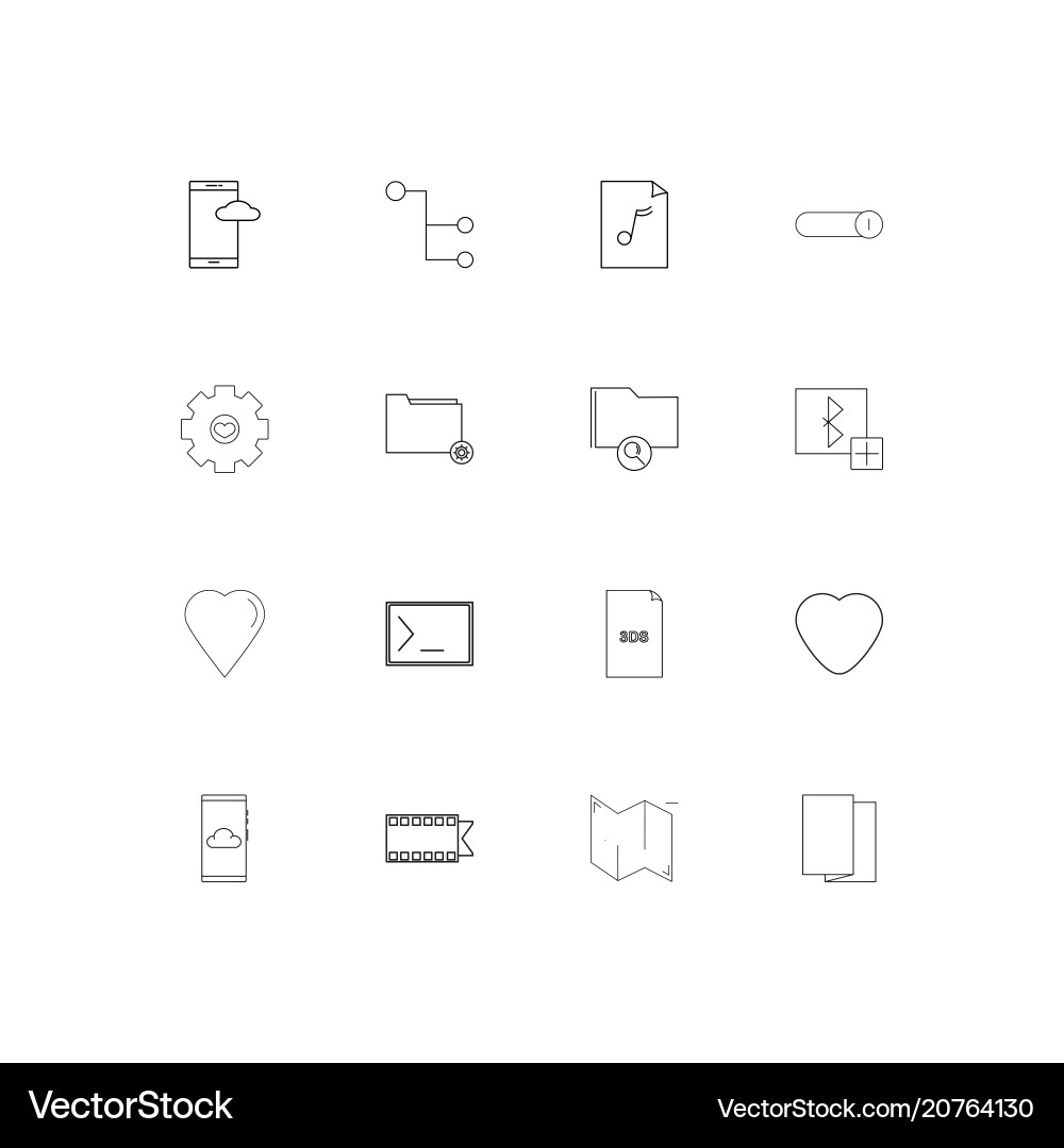 Files and folders sign linear thin icons set vector image