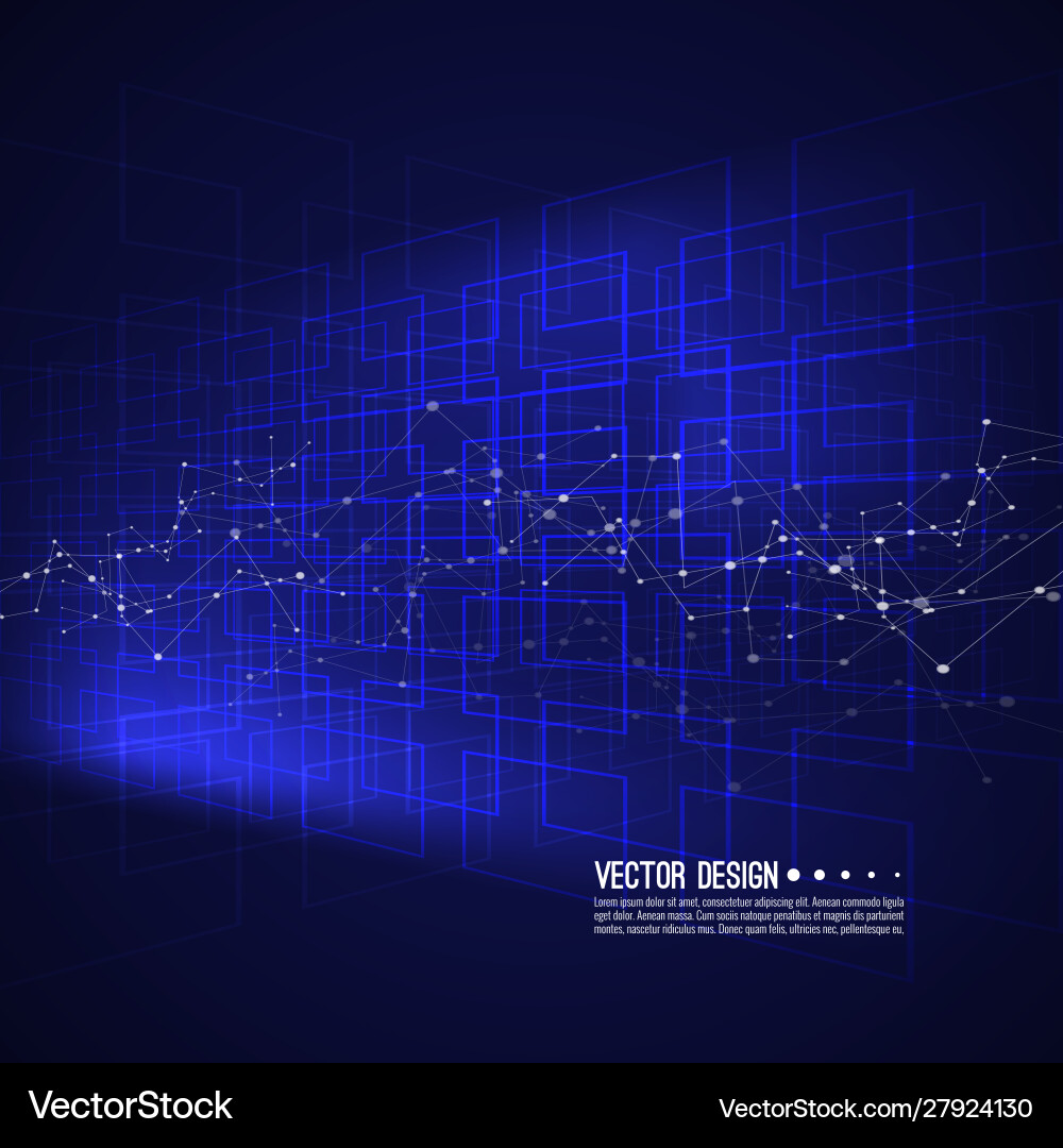 Glowing Grid & Particle Network Vector Image