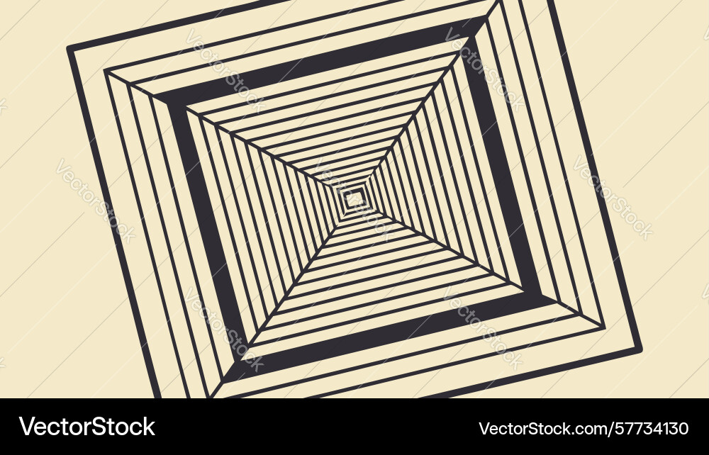 Inverted abstract square tunnel pattern creating vector image