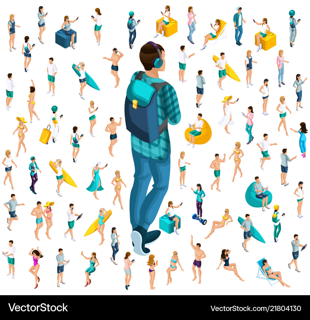 Isometry is a new generation z the use of tablets Isometry is a new generation z the use of tablets vector image