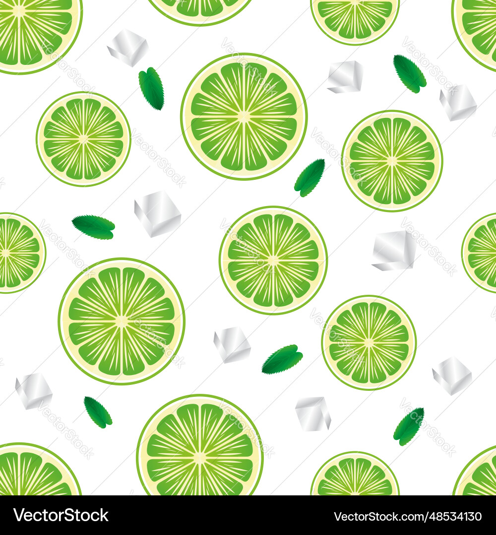 Lime & Ice Pattern - Refreshing Vector Image