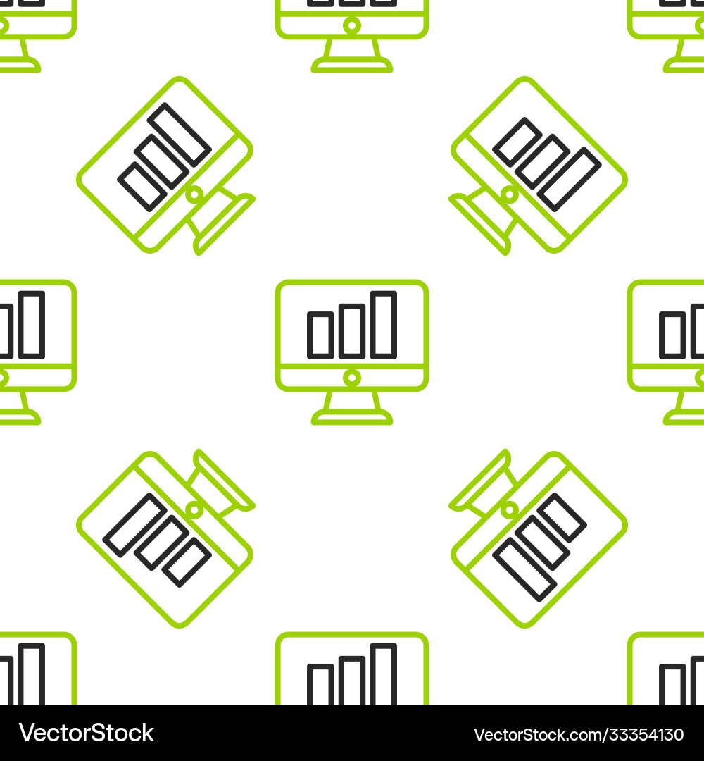 Line computer monitor with graph chart icon Line computer monitor with graph chart icon vector image