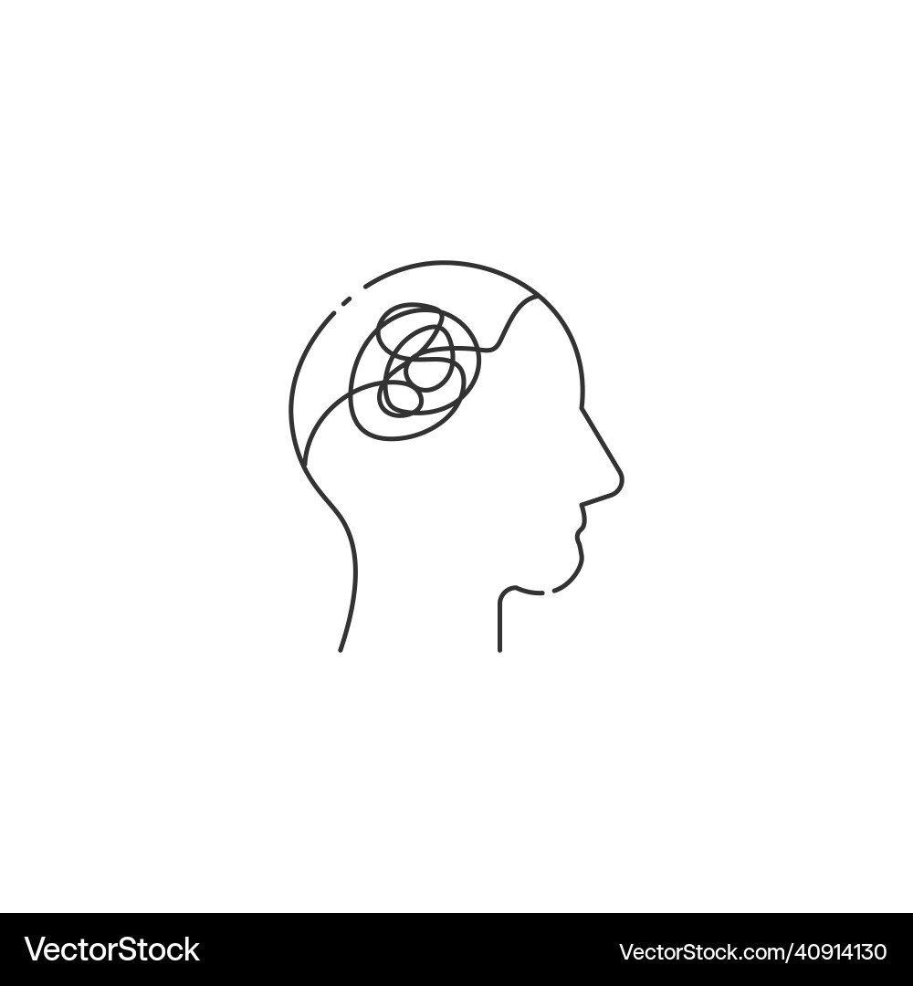 Linear head with confused brain clew problem Linear head with confused brain clew problem Vector Image