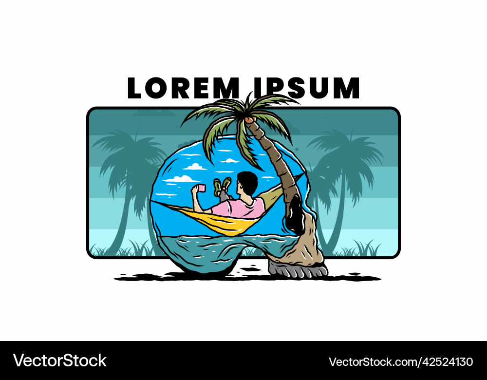 Man on hammock in skull shape Man on hammock in skull shape vector image