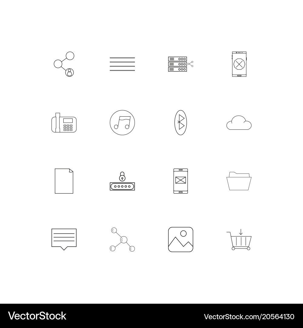 Network and database simple linear icons set vector image