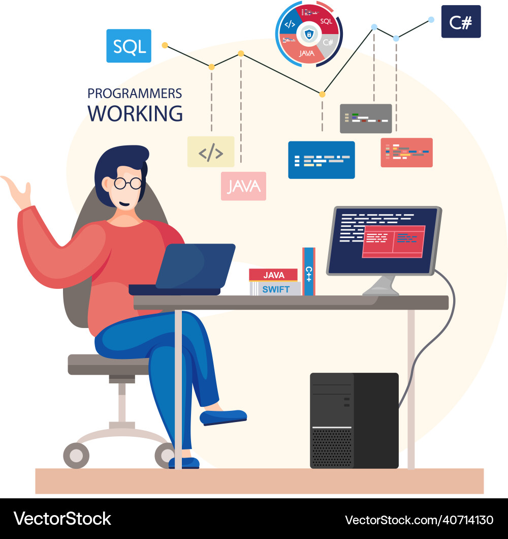 Programmierer Engineering und Codierung Programmierer Engineering und Codierung vektorbild