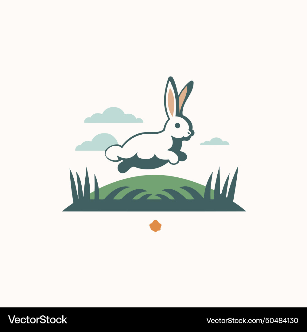 Rabbit in the field flat design style Vector Image