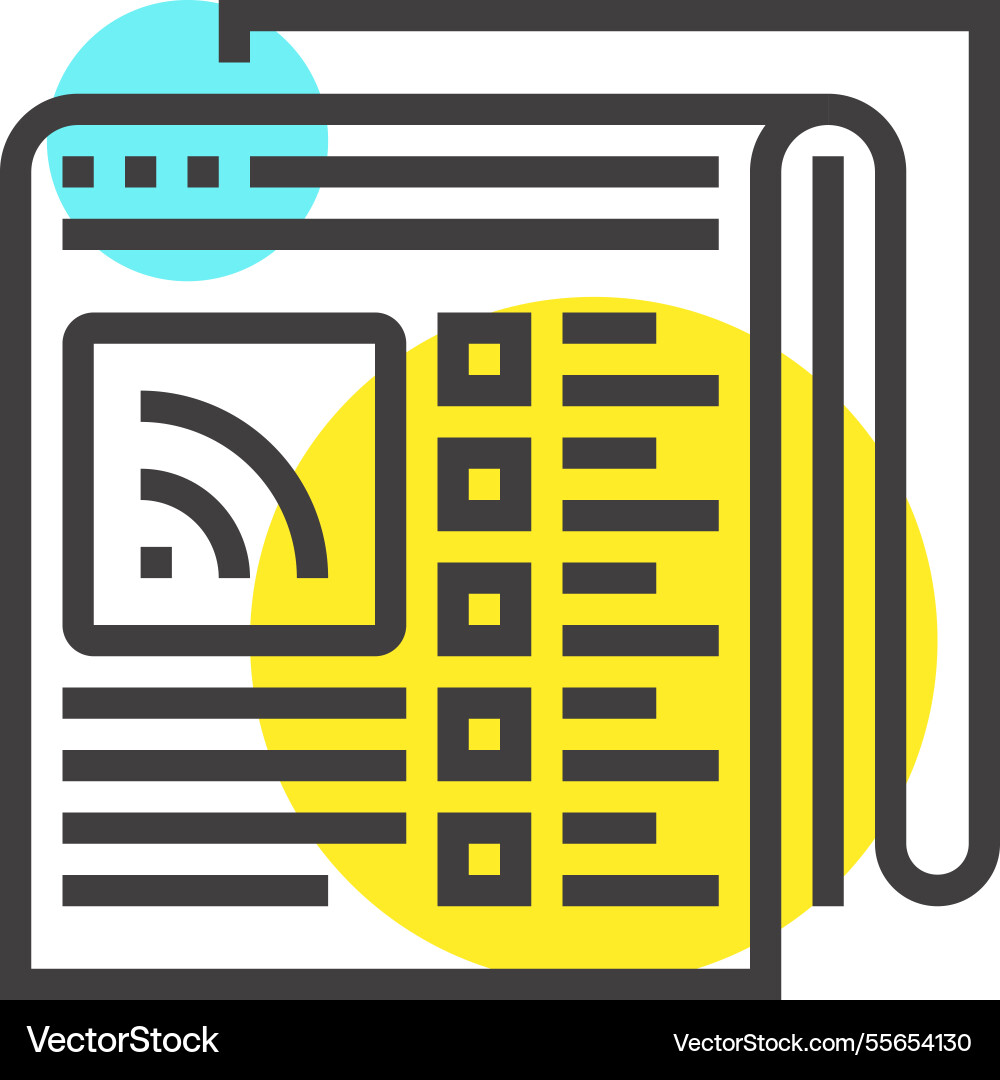 Rss feed flat line web icon concept Rss feed flat line web icon concept vector image