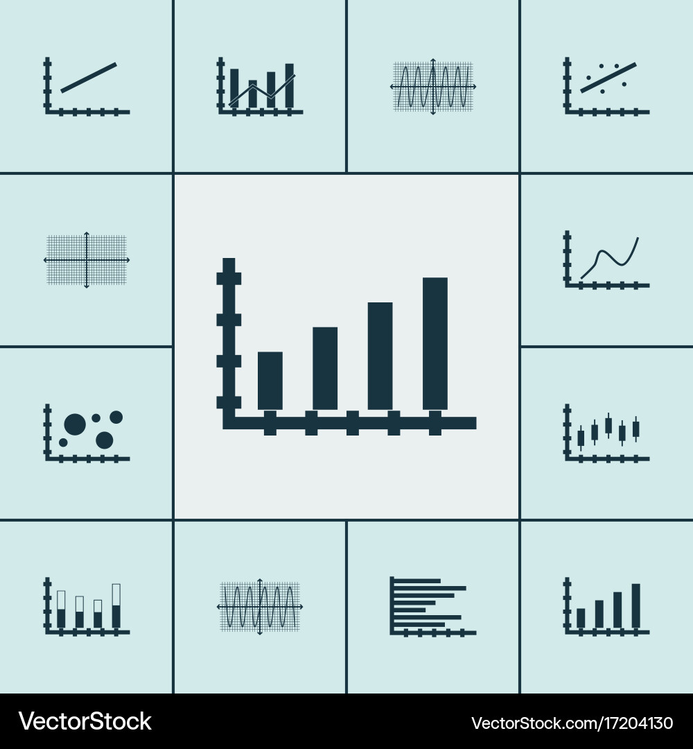 Set of graphs diagrams and statistics icons vector image