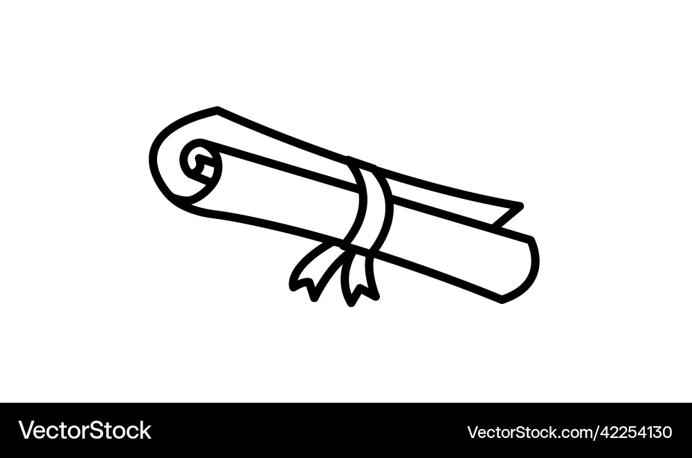 Simple black line icon rolled scroll Simple black line icon rolled scroll Vector Image
