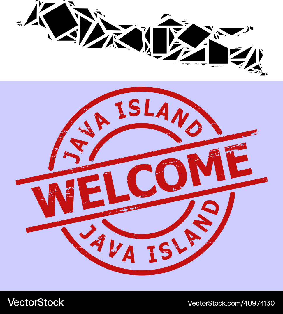 Simple geometric mosaic map of java island Vector Image
