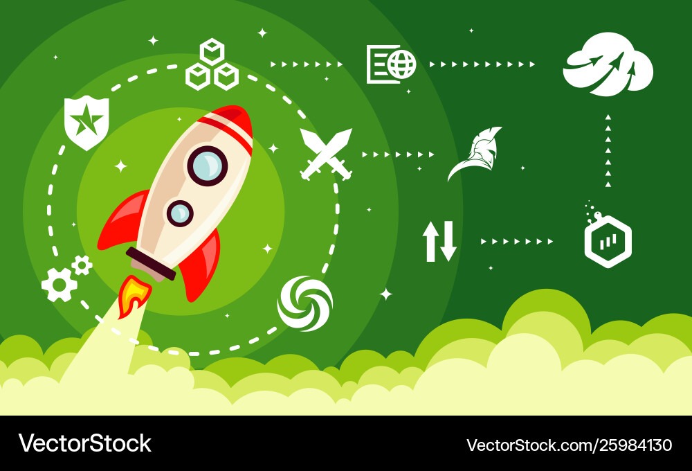 Startup simple rocket web design responsive vector image