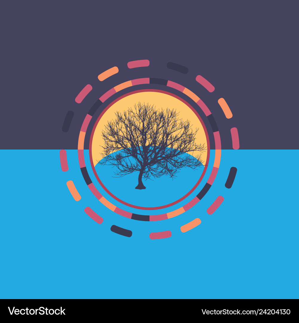 Technology colorful round background with tree Technology colorful round background with tree vector image