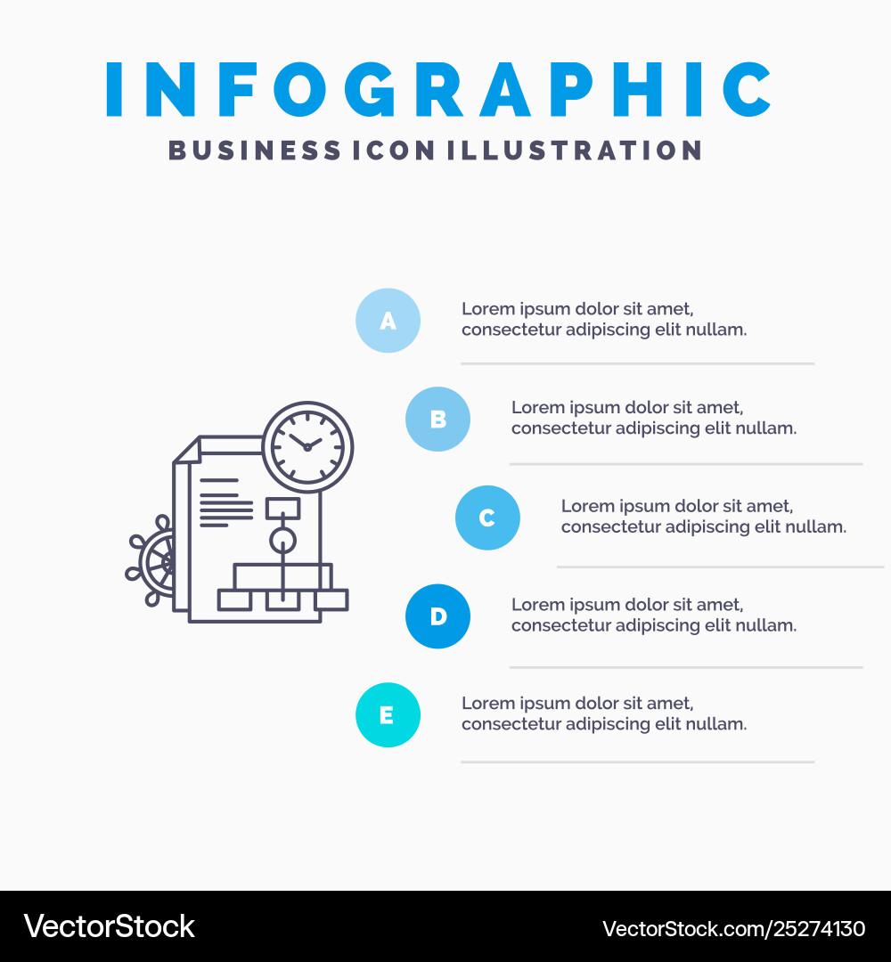 Time file report business line icon with 5 steps Time file report business line icon with 5 steps Vector Image