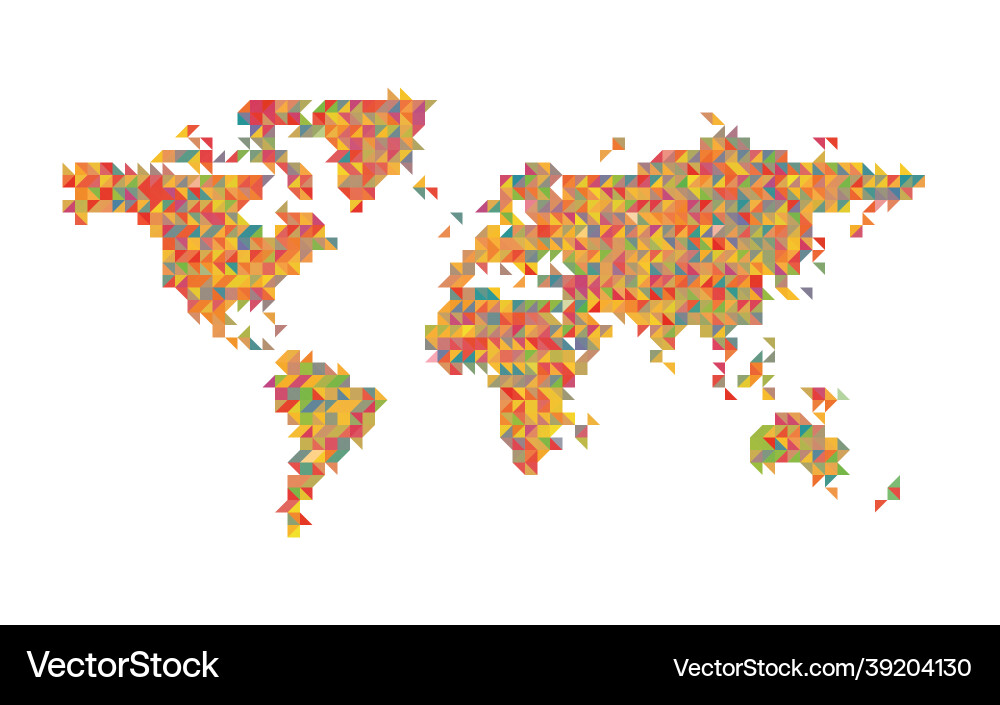World map colorful triangular mosaic World map colorful triangular mosaic vector image