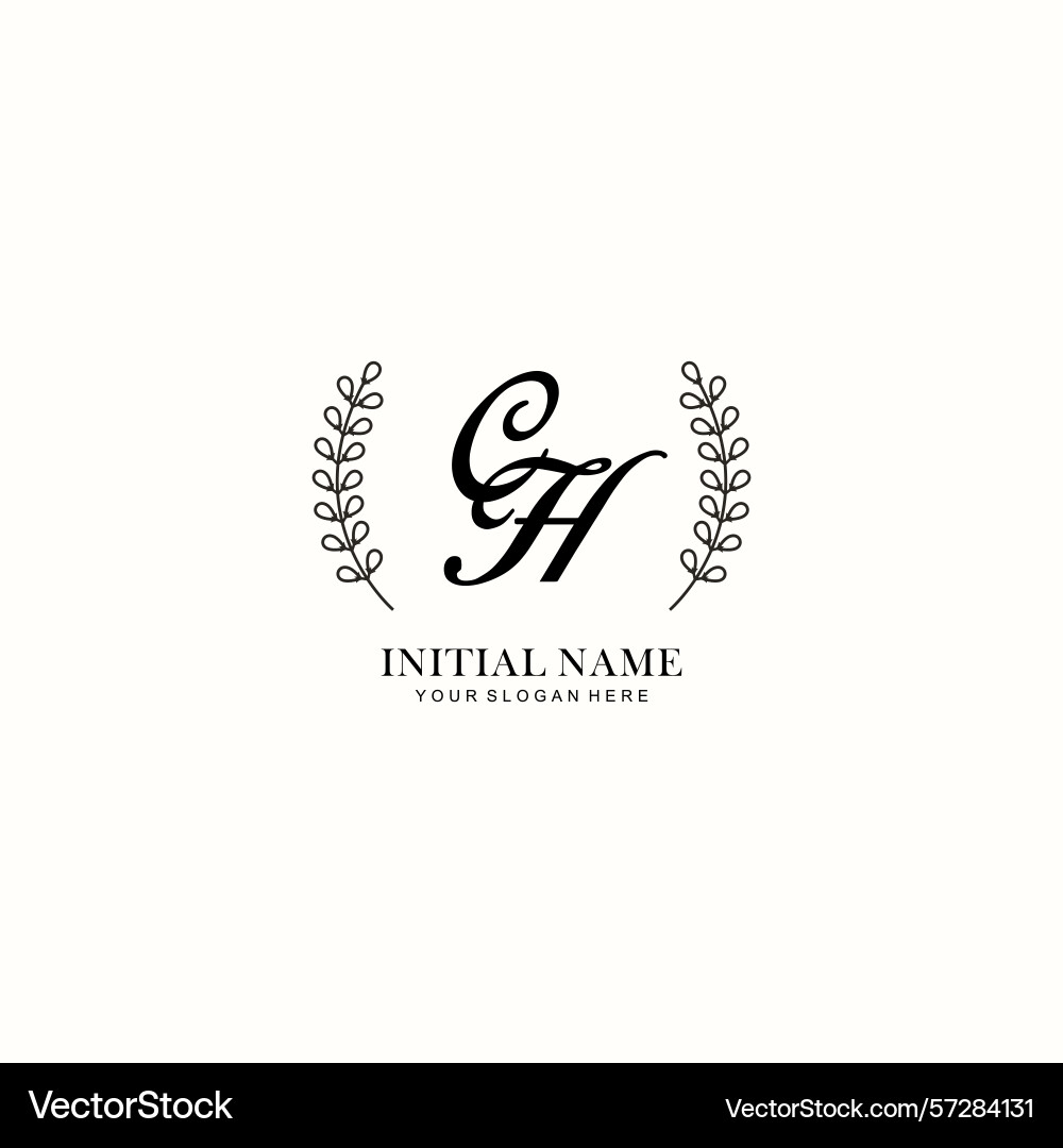 Ch initial logo templates with botanical elements Vector Image