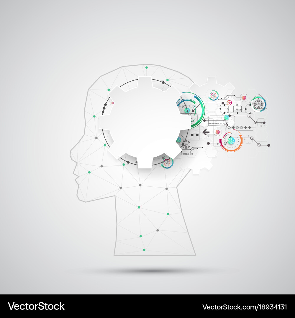 Creative brain concept background with triangular vector image
