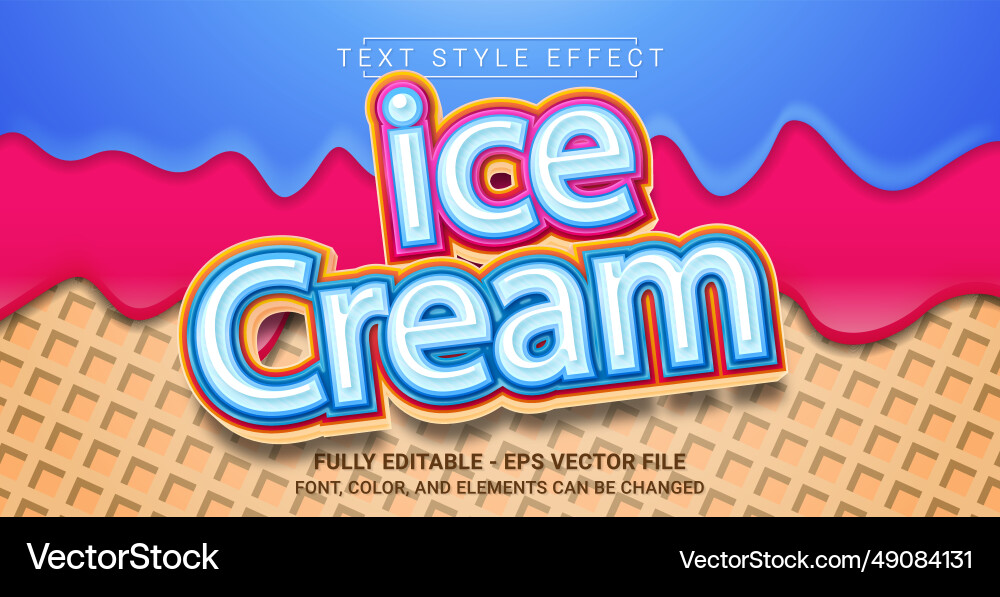 Ice Cream Text Effect - Editable Font vector image