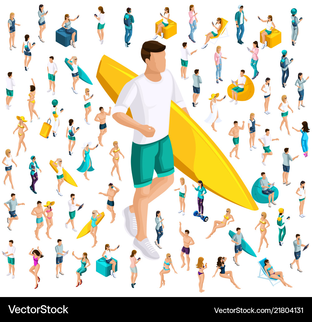 Isometry is a new generation z the use of tablets Vector Image