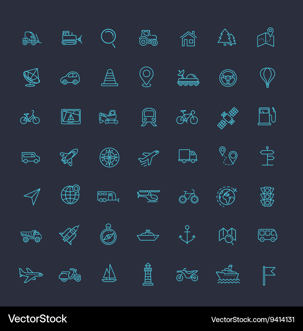 Outline web icons set - navigation location vector image