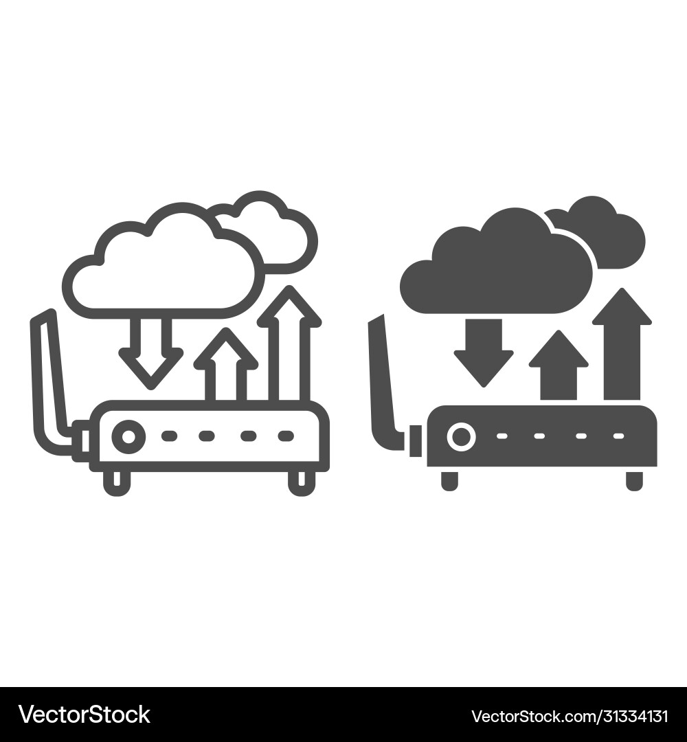 Router with wifi clouds line and solid icon smart Router with wifi clouds line and solid icon smart vector image