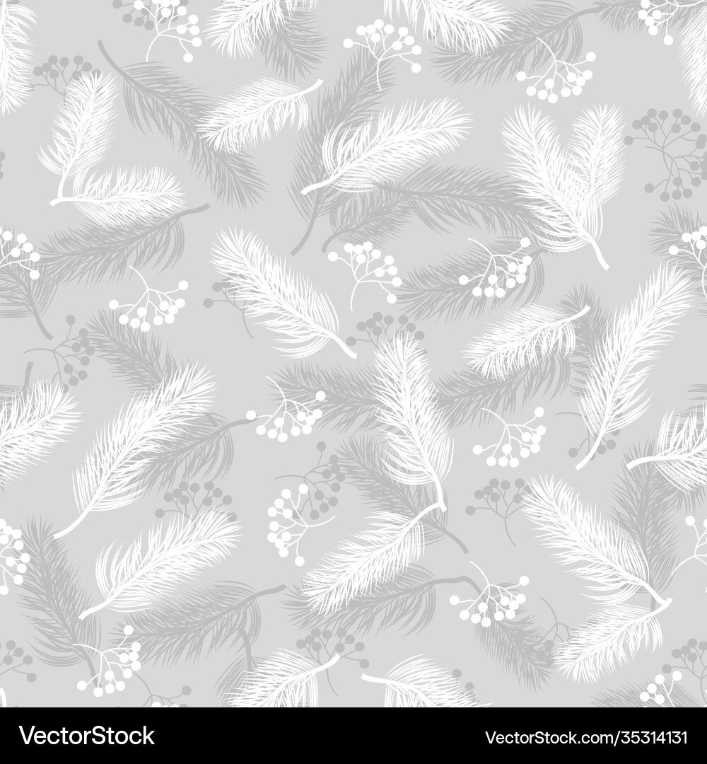 Seamless pattern with rowan and fir branches Seamless pattern with rowan and fir branches vector image