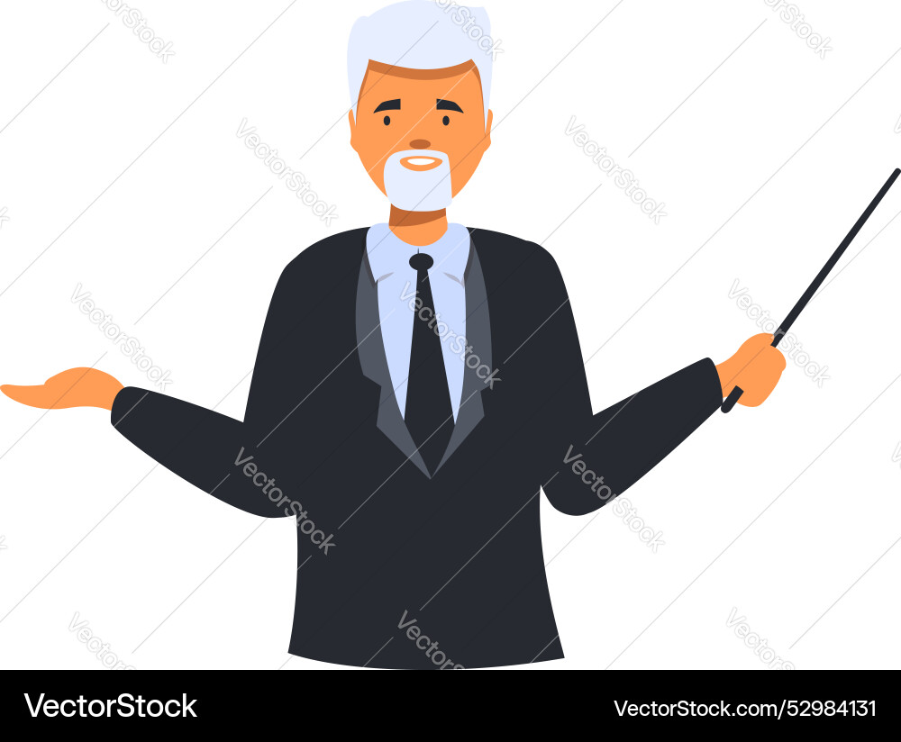 Senior businessman pointing with pointer stick Senior businessman pointing with pointer stick Vector Image