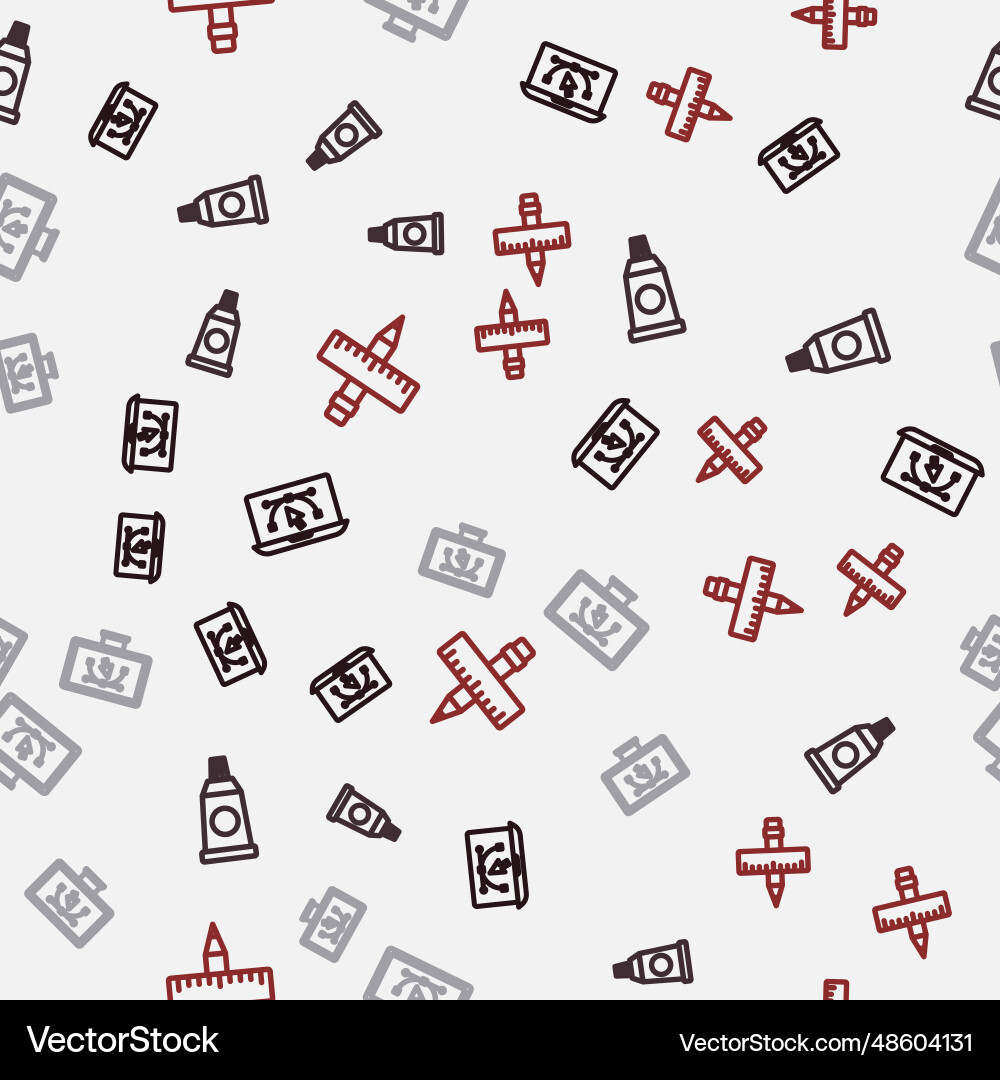 Set line computer with design program tube paint vector image