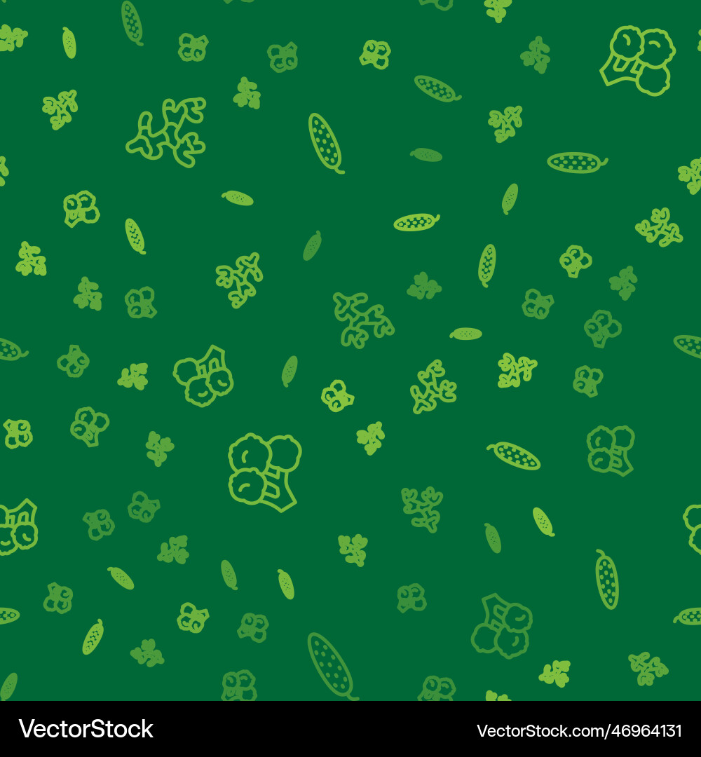Set line ginger root broccoli and cucumber vector image
