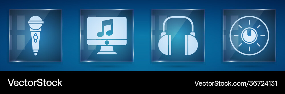 Set microphone computer with music note Vector Image