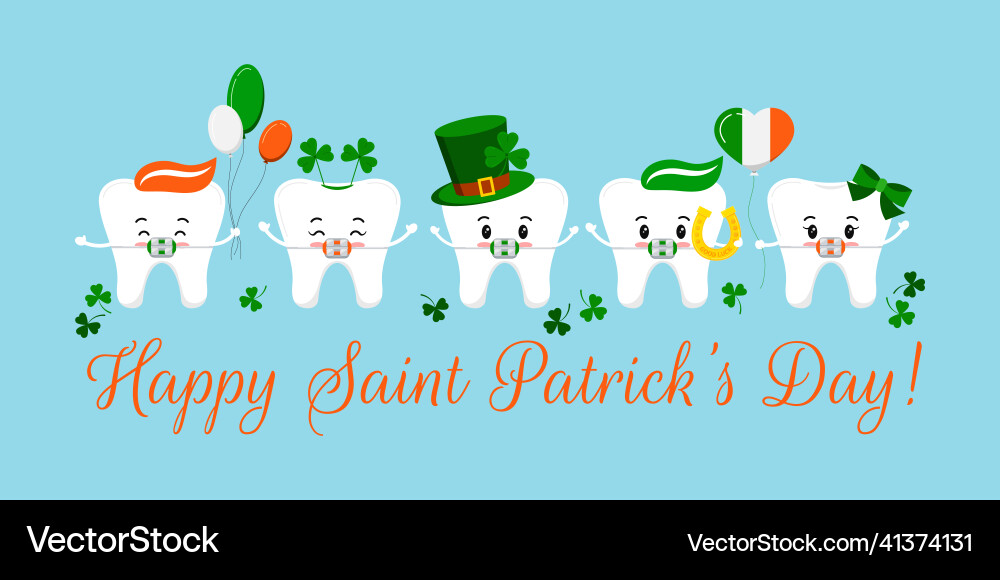 St patrick day teeth dental braces on dentistry St patrick day teeth dental braces on dentistry vector image
