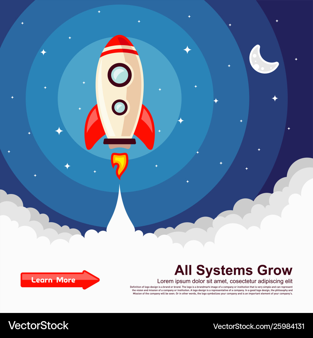 Startup simple rocket web design responsive vector image