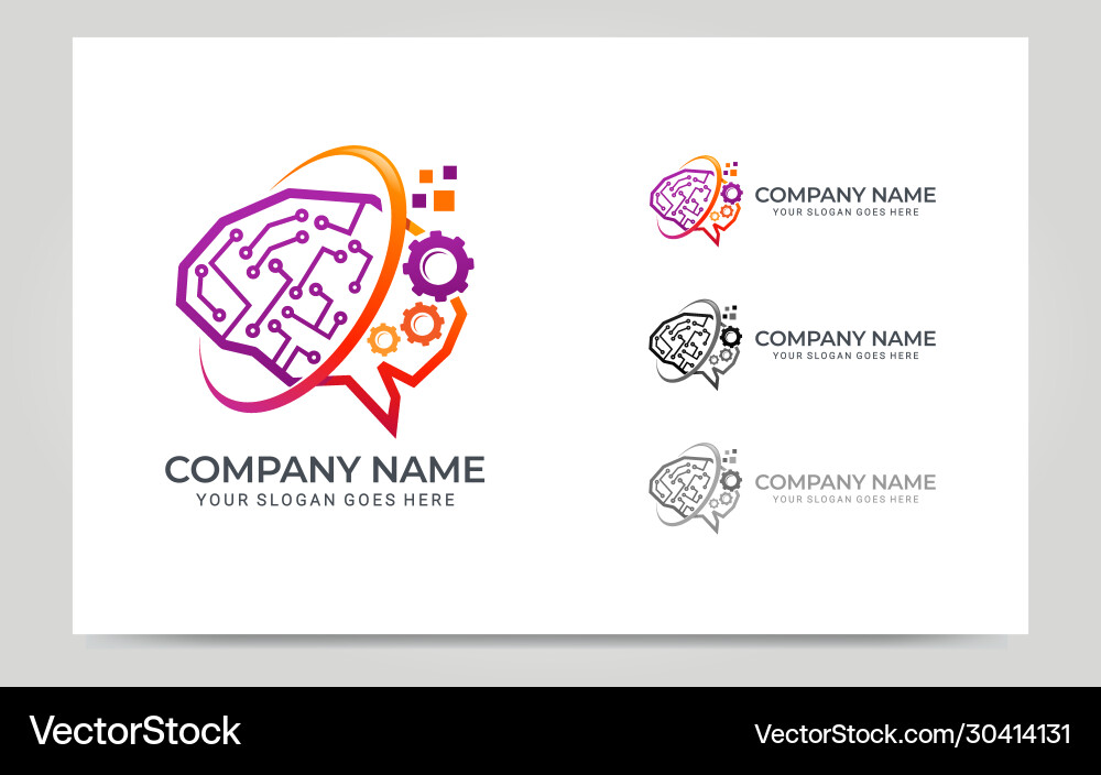 Tech Brain Innovation Logo - Abstract Neural Netwo vector image