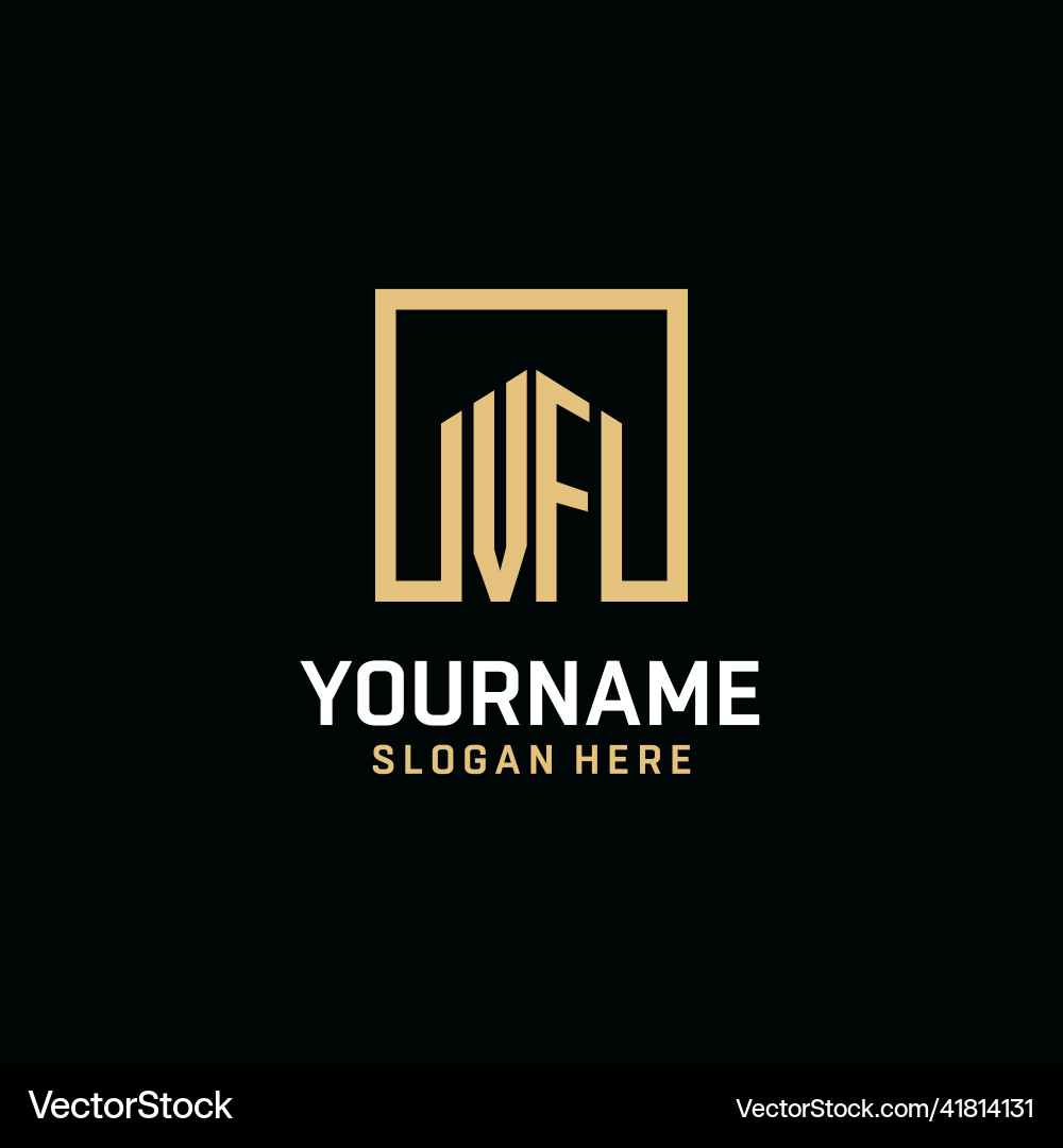 Vf initial monogram logo design with square shape Vf initial monogram logo design with square shape Vector Image