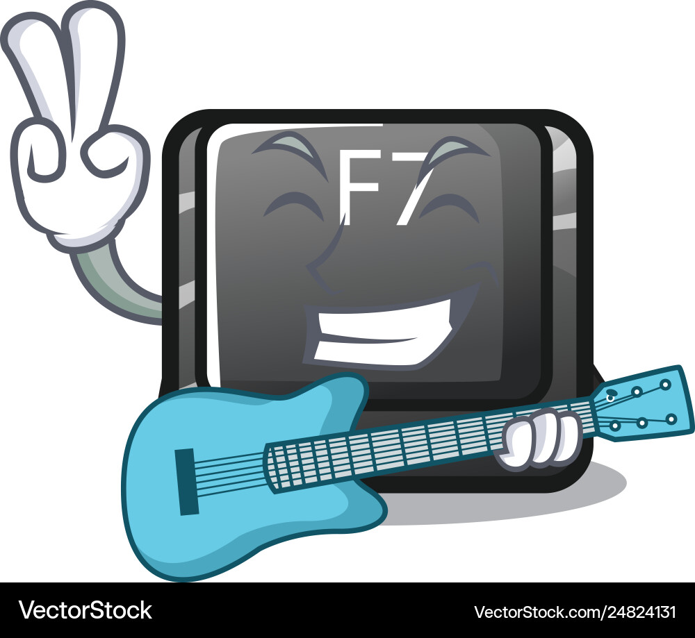 With guitar f7 button installed in computer vector image