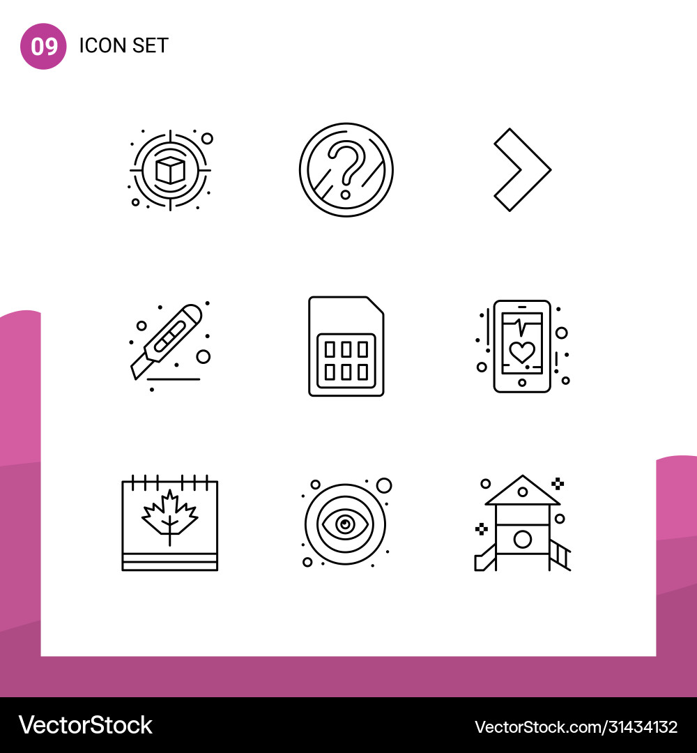 9 universal outlines set for web and mobile vector image